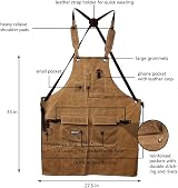 LEFOR·Z Work Apron Heavy Duty Waxed Canvas Cross-Back Straps Brown view 2