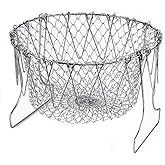 304 Stainless Steel Foldable Steam Rinse Strain Fry Basket Strainer Net Kitchen Cooking Tool for Fried Food or Fruits