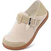 XIHALOOK Womens Walking Shoes Wide Toe Barefoot Shoes Zero Drop Minimalist Loafer with Adjustable Strap Slip on Clogs