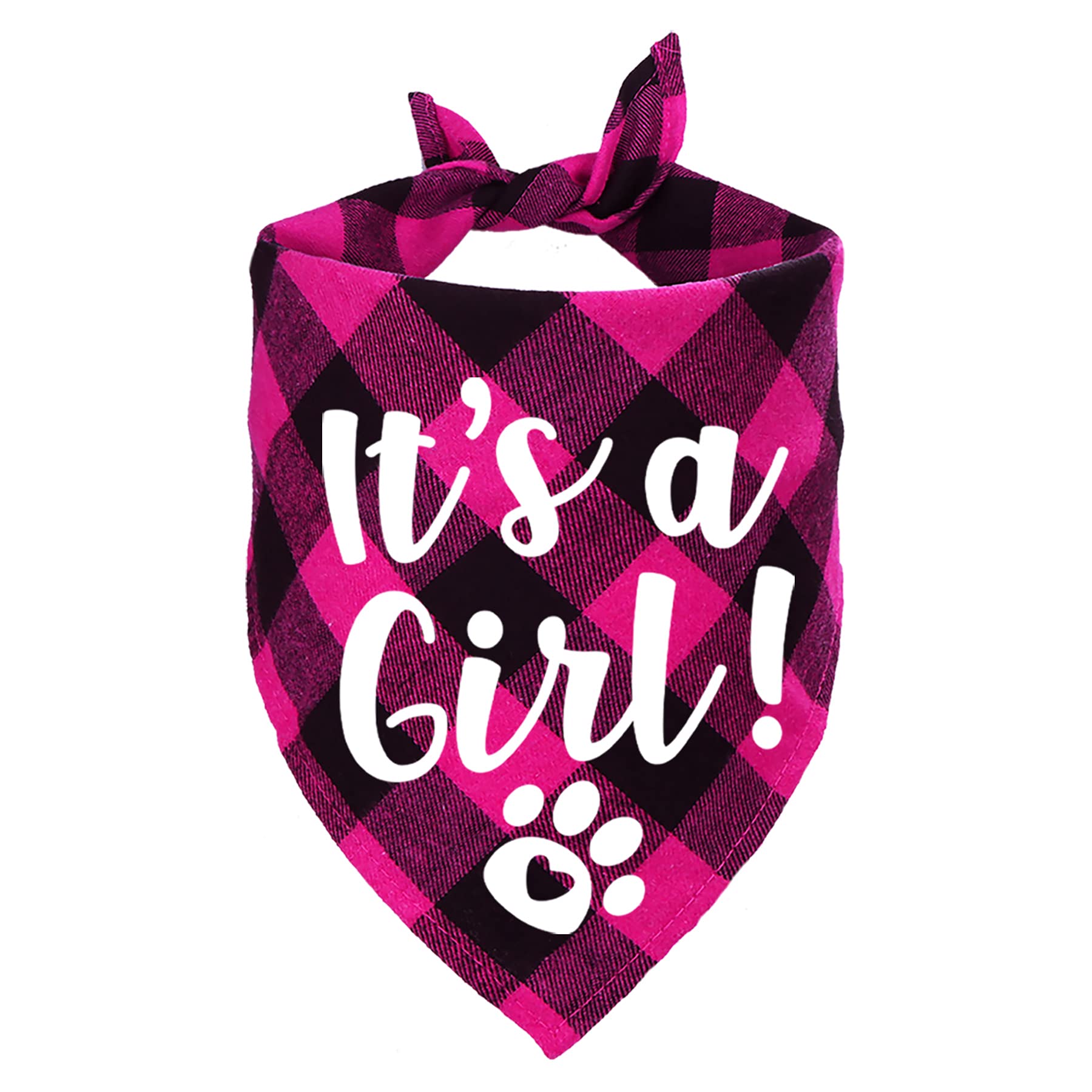 STMK It's A Girl Plaid Dog Bandana, Pregnancy Announcement Dog Bandana, Baby Announcement Dogs Bandanas Gender Reveal Photo Prop for Dogs (Pink)