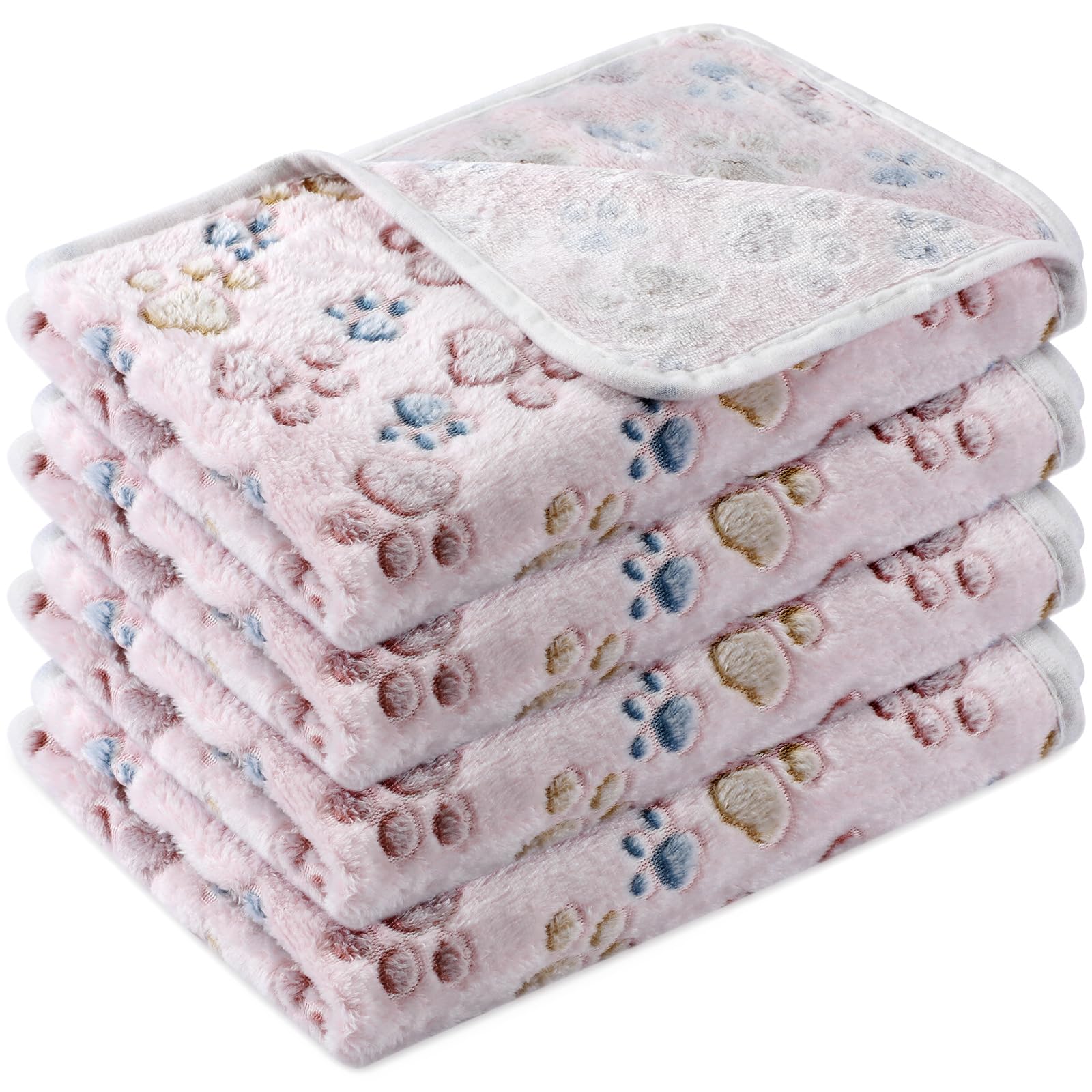 Photo 1 of Tatuo 4 Pcs Dog Blanket for Pet Puppy Teething Toys Paw Print Fleece Blanket for Pet Cat Soft Warm Sleep Mat Guinea Pig Cage Mat(Small(24 x 16 Inch),Beige)