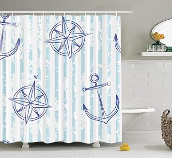 Amazon Com Nautical Anchor Nautical Fabric Shower Curtain