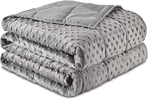 Sivio Weighted Blankets for Adults, Soft Minky Heavy Blanket for Calm Sleeping, Brethable Cooling Weighted Throw Blanket for Men and Women, Grey, 60 x 80in, 15lbs
