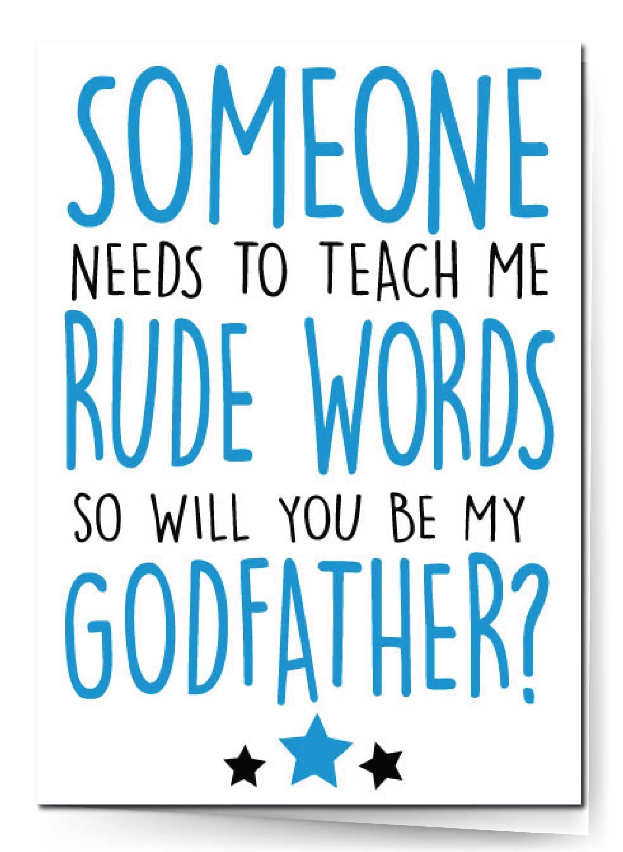 Cheeky Chops Cards Godfather Christening Card Will You be My - Godfather C233, Full colour