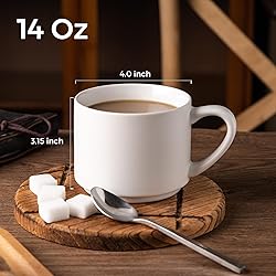 GBHOME 14 OZ Coffee Mugs Set of 6, Stackable