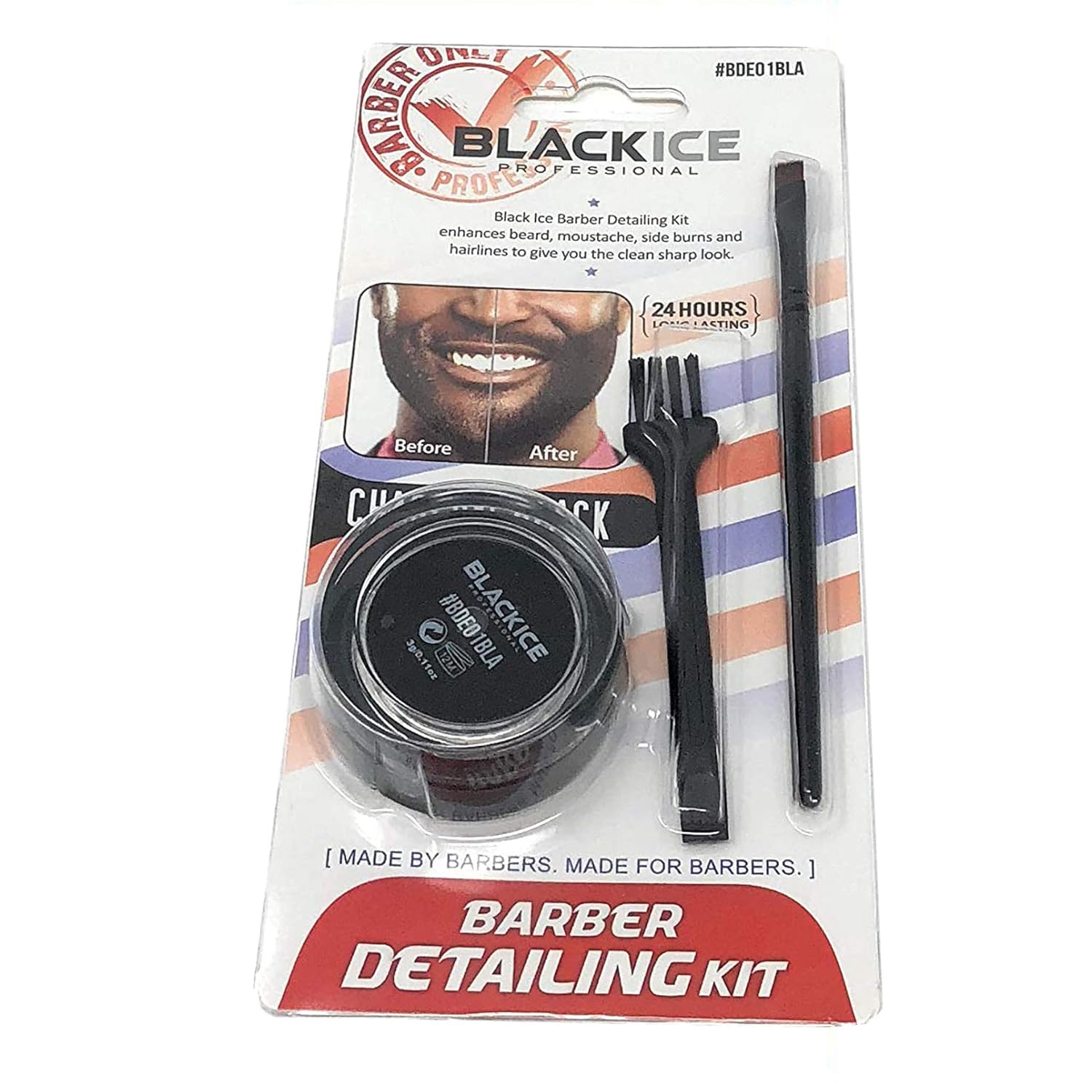 Black Ice Barber Detailing Kit Enhance Beard & Mustache Sharp Hairline Brush Color
