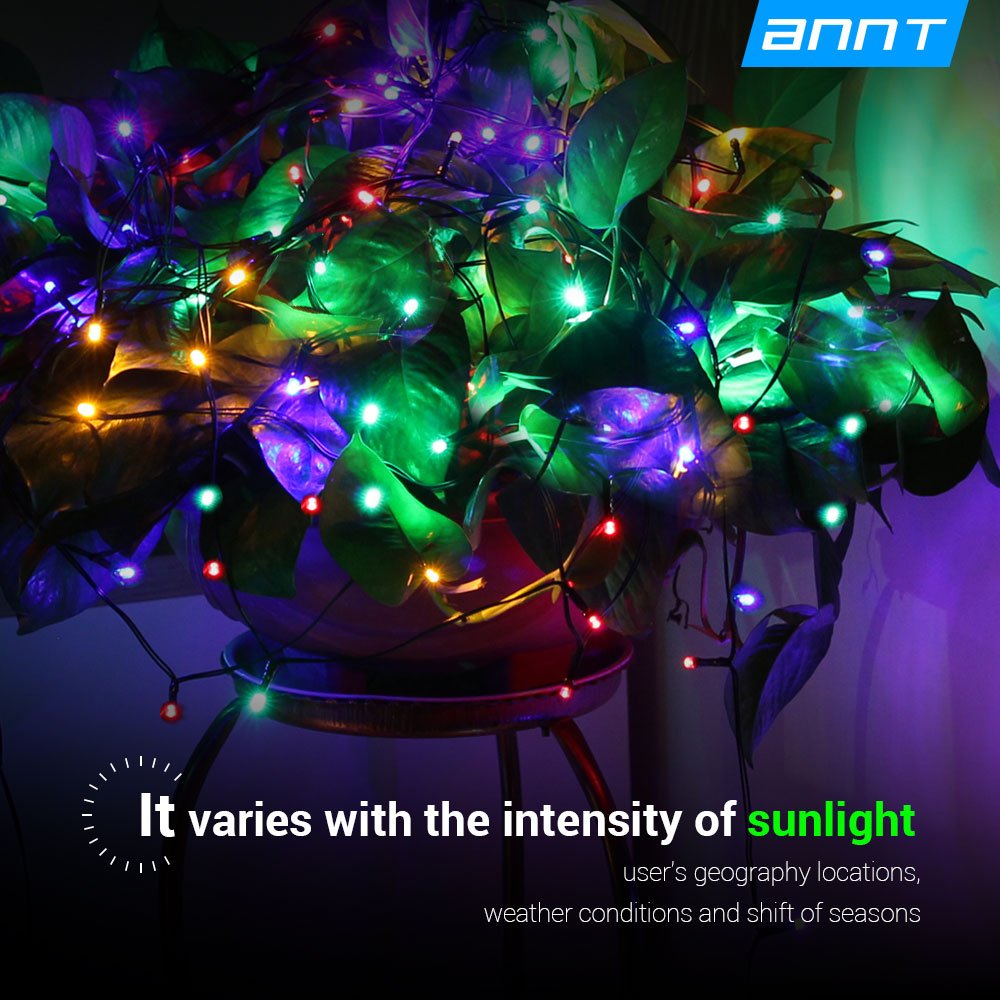 ANNT Solar Powered LED String Light, Ambiance Lighting, 55ft 17m 100 LED Solar Fairy String Lights for Outdoor, Gardens, Homes, Christmas Party (100 LED, Multi color)