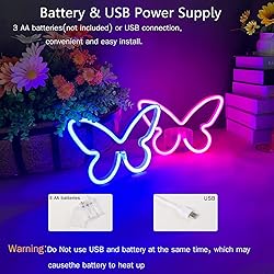 2 Pieces Butterfly Neon Signs, Butterfly LED Neon
