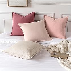 MIULEE Decorative Linen Euro Sham Pillow Covers