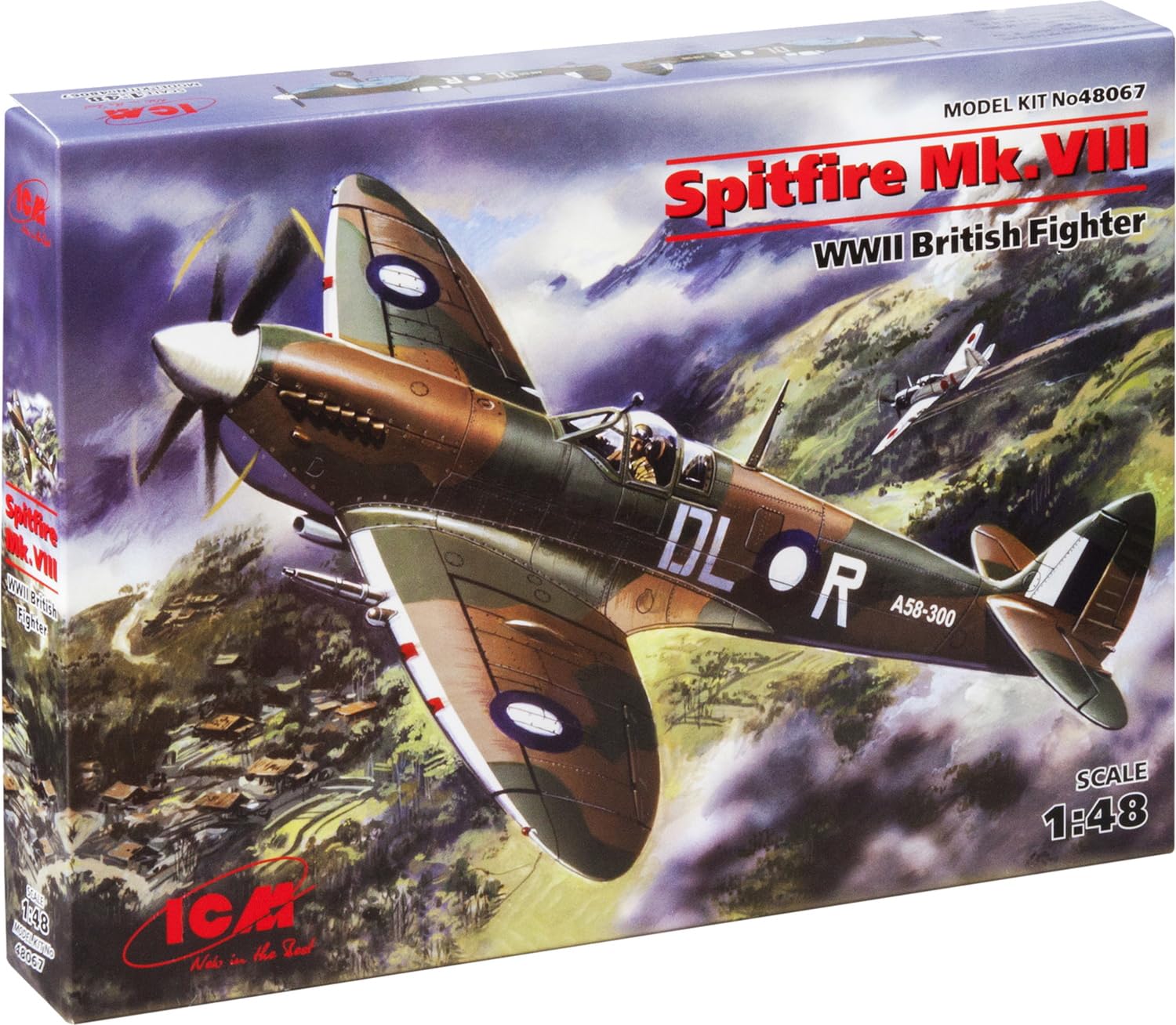 ICM ICM48067 1:48-Spitfire Mk.VIII, WWII British Fighter, 19.1 x 23.4 x 6.4 centimetres