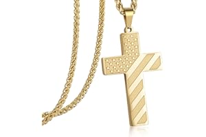 DuoDiner Graduation Gifts-24 Inch Cross Necklace for Men Boys Kids Bible Verse American Flag Pendant Baptism Religious First Communion Gifts,Graduation Gifts for Him Boys Kids Men Teens