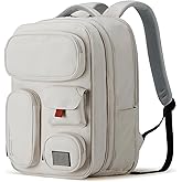 mixi Large Capacity Expandable Travel Backpack for Women & Men 15.6'' Laptop Carry On Weekender Bag Outdoor Hiking with Multifunction Pockets 180° Open Water Resistant 18 Inch 28L, Moonlight White