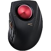 ELECOM DEFT PRO Trackball Mouse, Wired, Wireless, Bluetooth 3 Types Connection, Ergonomic Design, 8-Button Function, Red Ball, Windows11, MacOS (M-DPT1MRXBK)