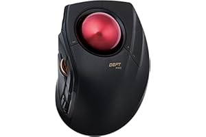 ELECOM DEFT PRO Trackball Mouse, Wired, Wireless, Bluetooth 3 Types Connection, Ergonomic Design, 8-Button Function, Red Ball, Windows11, MacOS (M-DPT1MRXBK)