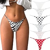 VISSAY Cotton G-String Thongs for Women Underwear Breathable Stretch Low Rise Panties T-back Sexy Ladies Pack
