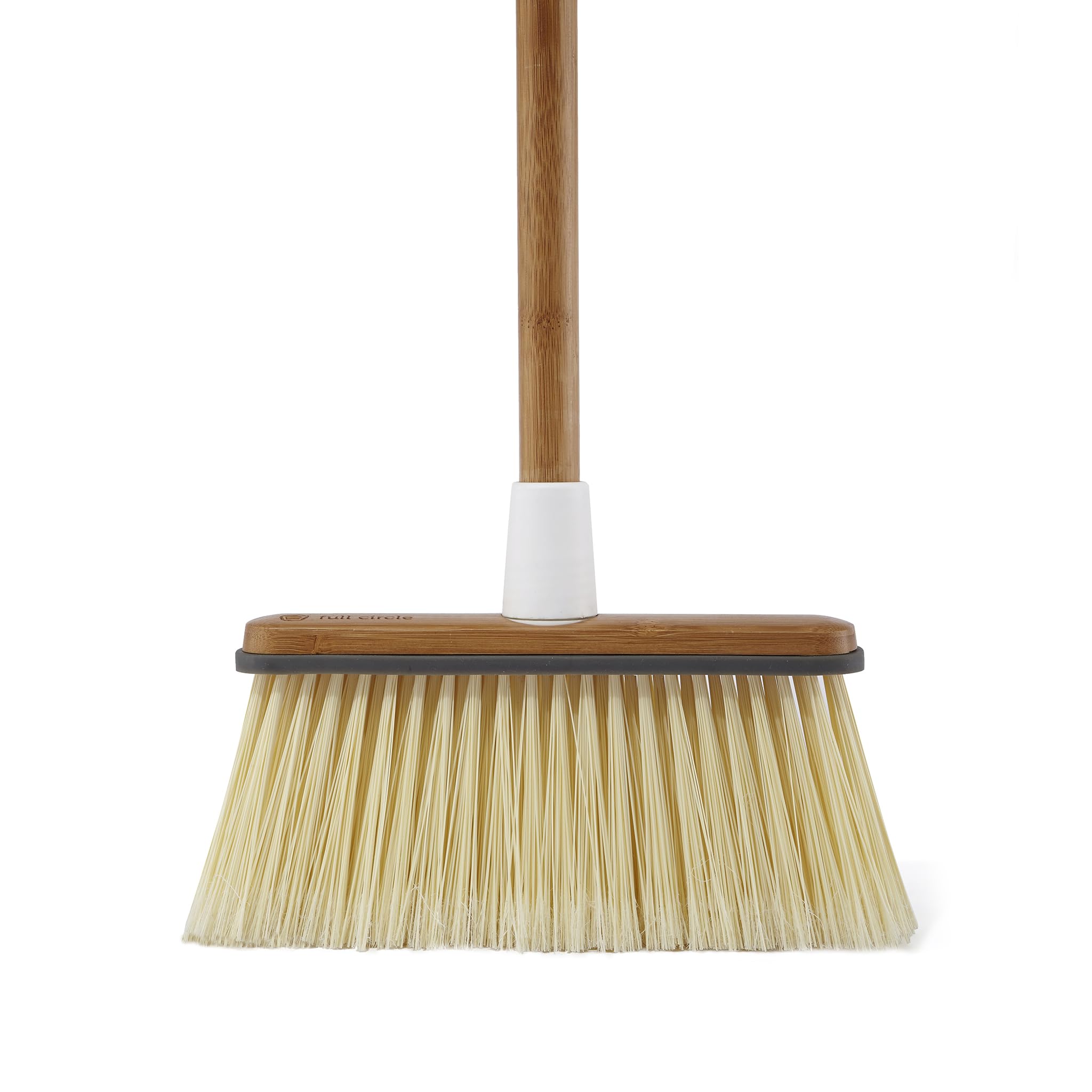 Full Circle Clean Sweep -Bamboo Broom -Angled for Precision in Tight Spaces, with Stiff Flagged Bristles for Indoor & Outdoor Cleaning -Ideal for Pet Hair, Kitchen, Hardwood, & Garage, White