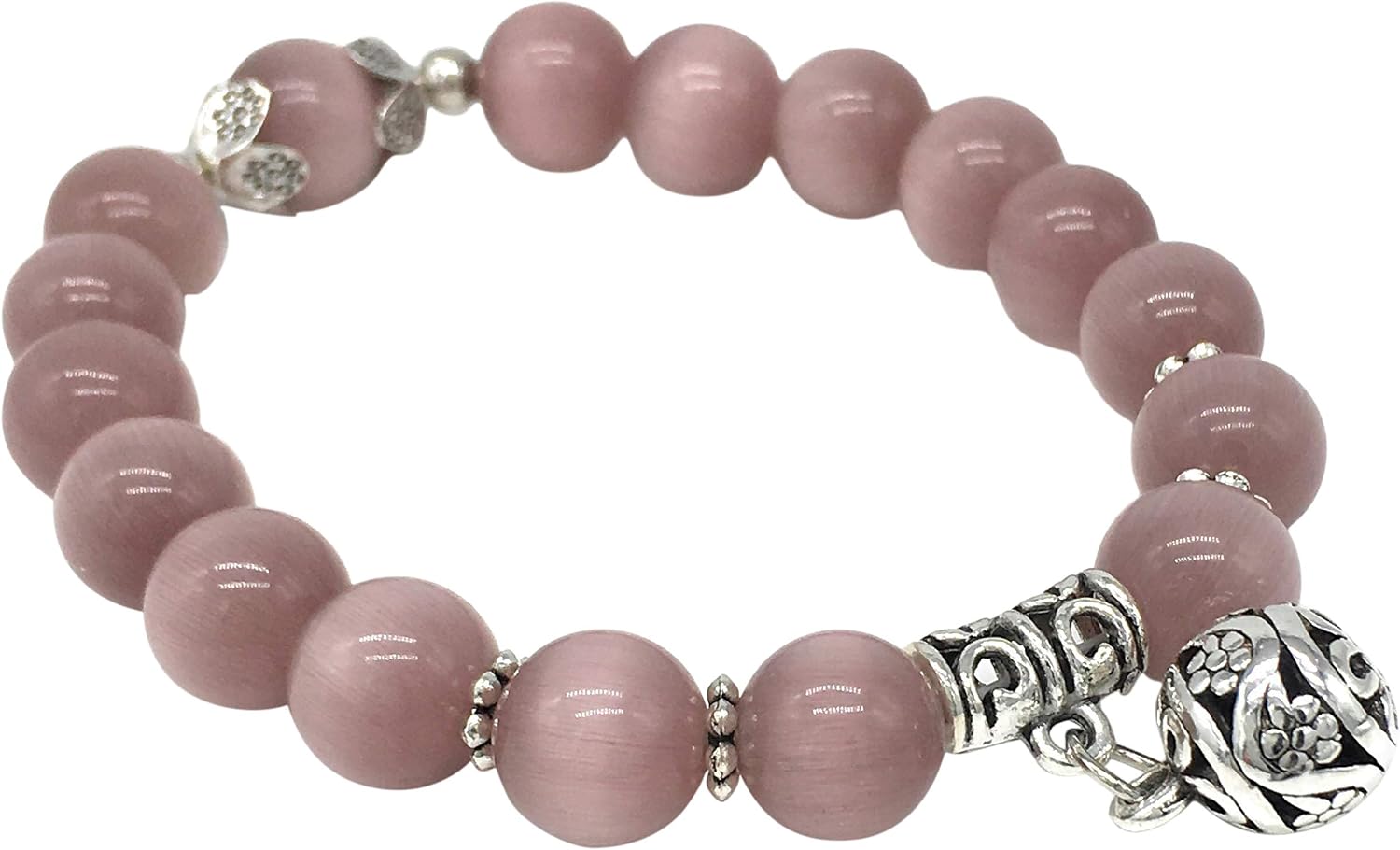 Beaded Stretch Beaded Bracelet for Women, Gorgeous Pink Handcrafted Boho Fashion Ladies Bangle