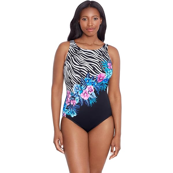 Longitude Women's Plus Swimwear Ribbon Candy Ruffle Surplice Soft