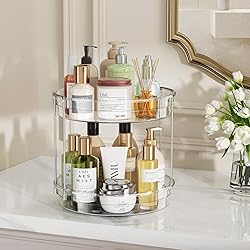 LAMU 2 Pack 2 Tier Lazy Susan Turntable Organizer