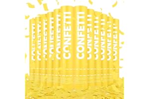 ZZPAKUE Confetti Cannon Yellow Biodegradable Confetti Poppers 12Pack Party Poppers Shooters Yellow Sticks for Wedding Graduation Engagement Anniversary Bridal Shower Valentines Day Birthday