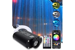 AMKI 16W RGBW Fiber Optic Curtain Light Kit, 300 Strands Flash Point Waterfall Curtain Lights Kit with Sound Smart App Control 0.04in/1mm 6.5ft/2m Fiber Optic Cable for Home Window Decor
