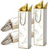 Fingertip WD 20 Pack Wine Gift Bag with Handles and Tissue Paper Wine Bottle Gift Bags for Christmas,Weddings,Holiday Party,white