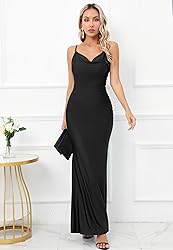 Capuffy Women Drape Neck Formal Maxi Dresses Lace