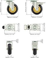 QWORK 4 Pack 4 Inch Heavy Duty Swivel Caster Wheels 70kg Load Capacity w Brakes view 6