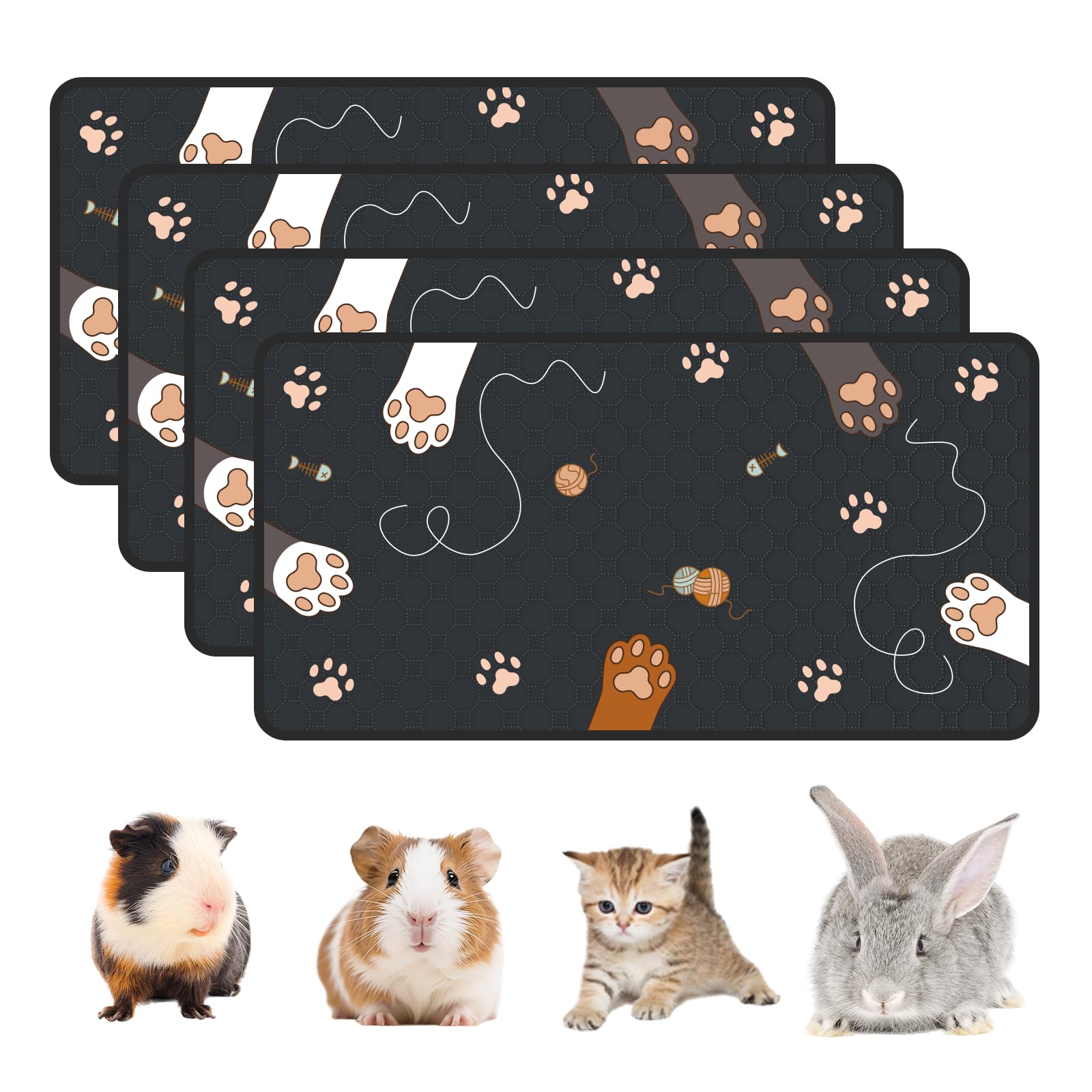 Photo 1 of MODESLAB 4-Pack Guinea Pig Cage Liner Washable, 24in x 47in Ultra-Absorbent Guinea Pig Bedding for Cage Non-Slip Leak-Proof Pee Pads for Dogs Rabbit Bunny Cat Litter Mat, Black