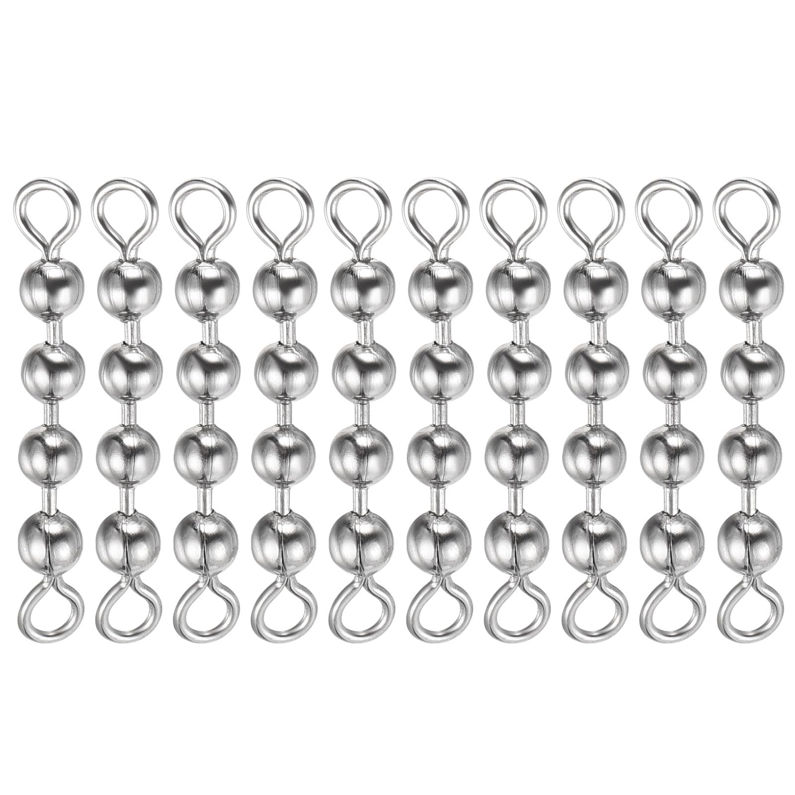 PATIKIL 1.4 Inch Fishing Bead Chain Swivels, 10 Pack 4 Beads Stainless Steel Catfish Swivels Rig Fishing Tackle Gear for Freshwater Saltwater
