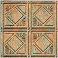FASÄDE Traditional Style/Pattern 4 Decorative Vinyl Glue Up Ceiling Panel in Copper Fantasy (12X12 Inch Sample)