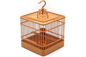 Rehomy Square Bird Cage with Feeder Plastic Hanging Bird House Carrier with Hook for Small Birds Parakeets Finches Cockatiels