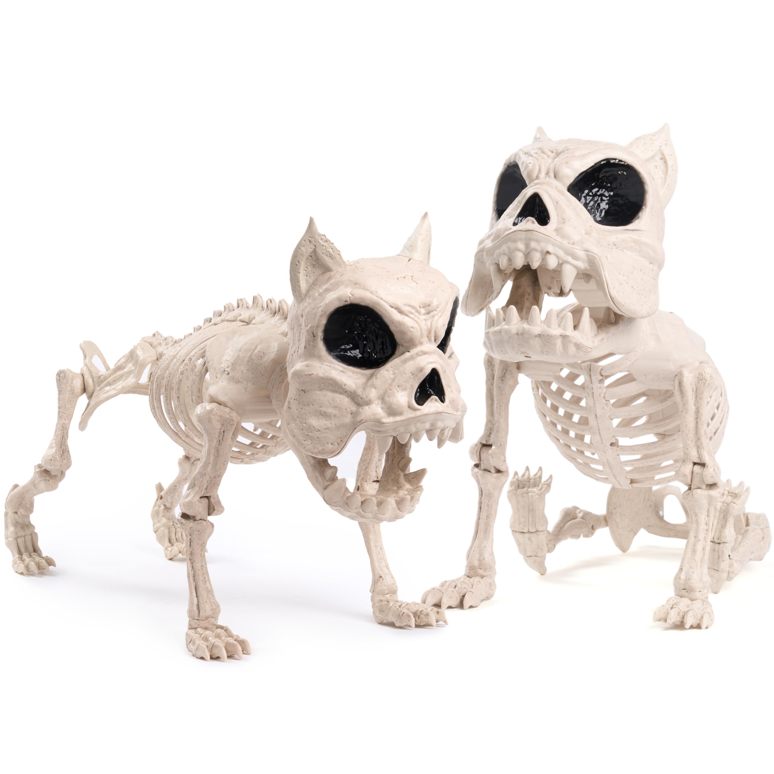 Photo 1 of JOYIN 2 PCS 16" Poseable Dog Skeleton Halloween Decoration Animal Puppy Plastic Bones with Posable Joints for Prop Indoor Outdoor Decor Spooky Scene Party Favors Graveyard Decorations