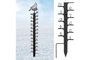 Ricihene Snow Gauge Outdoor Upgrade, 24 Inch Snowfall Measuring Gauge, Handmade Bird Shaped Design Pattern Metal Ruler, Rain Gauge Outdoor for Yard, Lawn & Garden