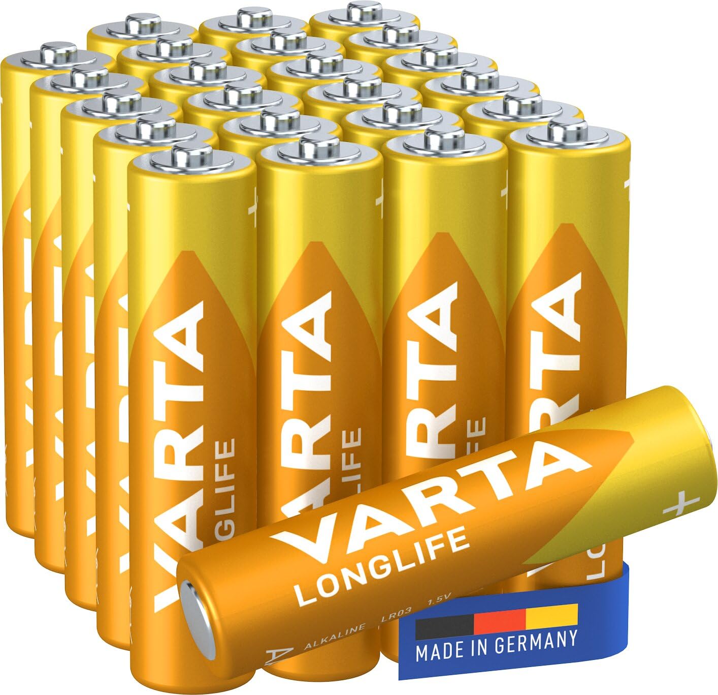 VARTA Batterien AAA, 24 Stück, Longlife, Alkaline, 1,5V, Cube, ideal für Fernbedienungen, Wecker, Radios, Wanduhren, Verpackung zu 90% recycelt, Made in Germany 2