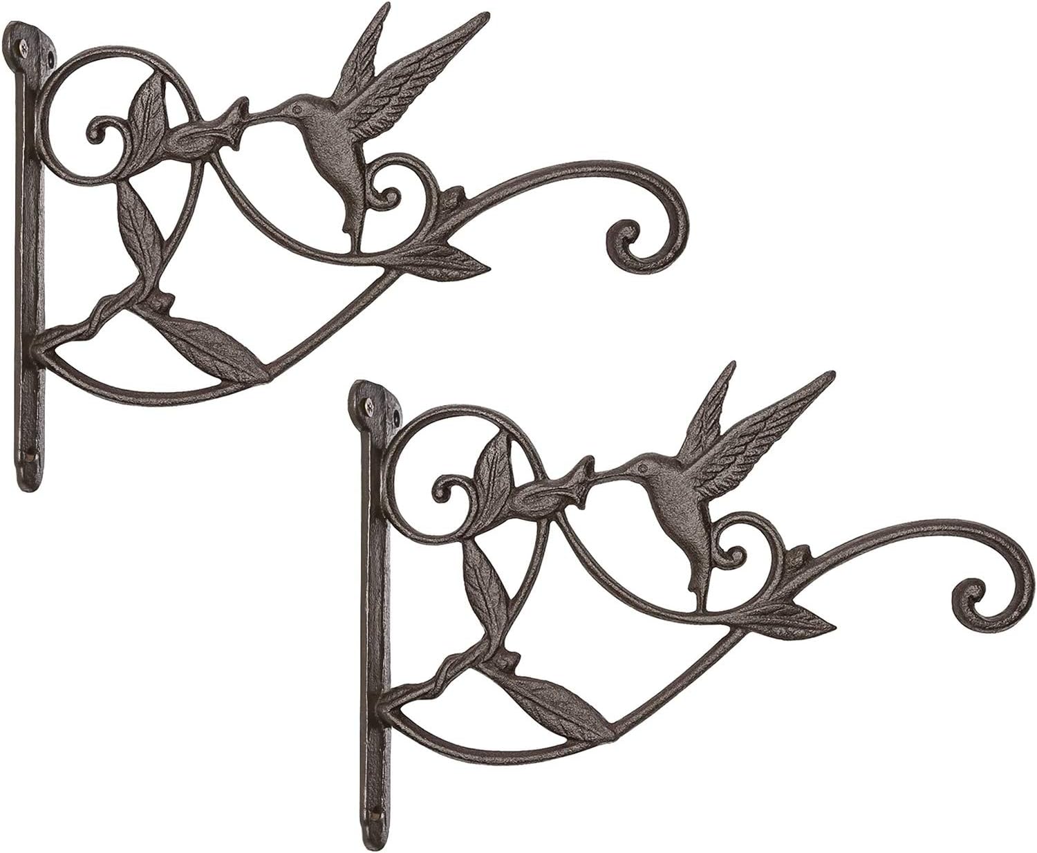 Outdoor Hanging Brackets - Mkono Hanging Plant Bracket Hook Iron Decorative Plant Hanger for Flower Basket Bird Feeder Wind Chime Lanterns, 2 Pack