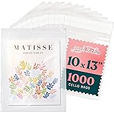 Pack It Chic - 10” X 13” Self Sealing Cellophane Bags (1000 Pack) - Resealable Adhesive Clear Bags for Gifts, 10X13 Photos, Prints, Envelopes, Documents