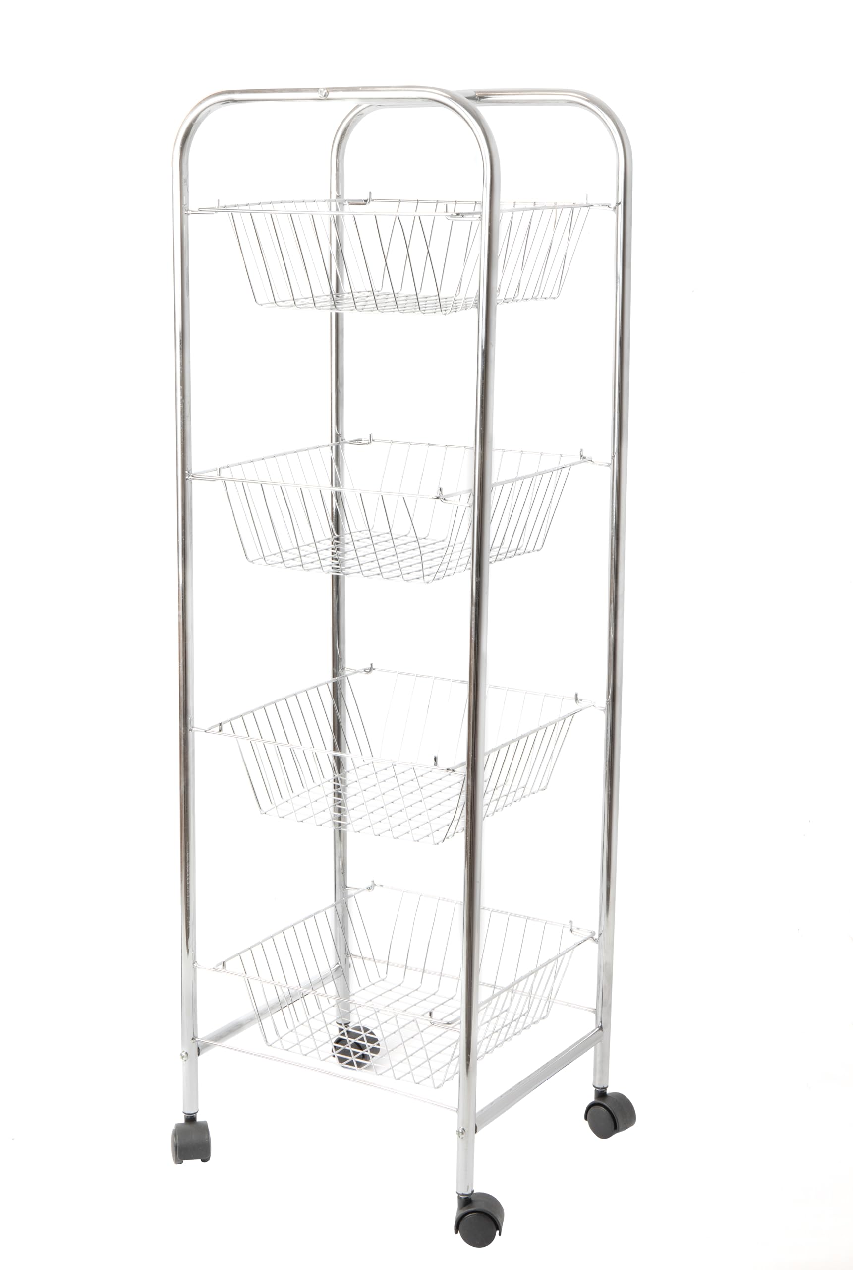KitchenCraft Chrome-Plated Kitchen Trolley on Wheels with 4 Removable Storage Baskets