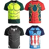 Marvel Avengers 4 Pack Cosplay Athletic T-Shirts Toddler to Big Kid Sizes (2T - 18-20)