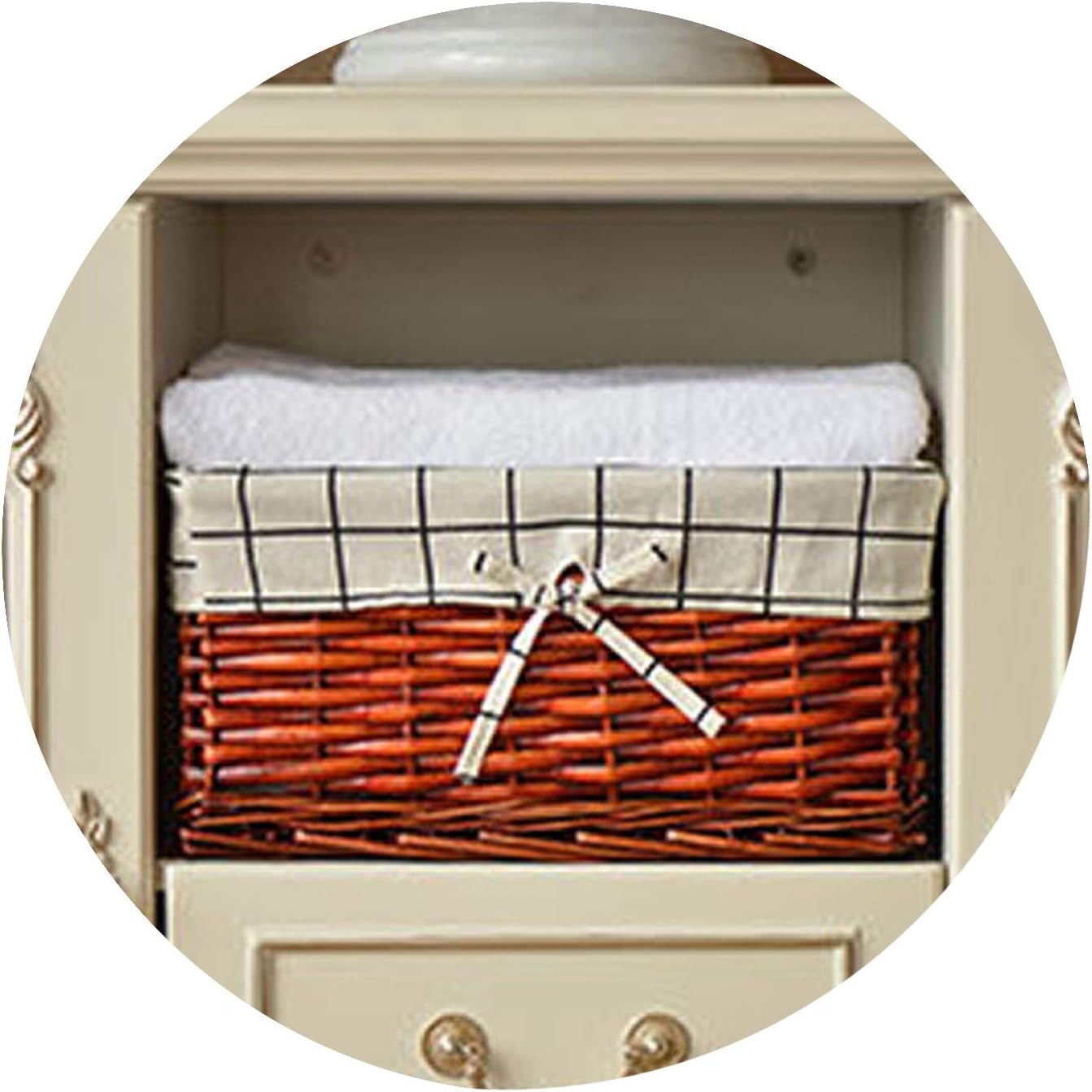 Bamboo Weaving Storage Basket Fruit Rattan Storage Box for Jewelry Cosmetic Flowers Cloth Book Organizer Desk Storage Box,5,29x19x15 cm