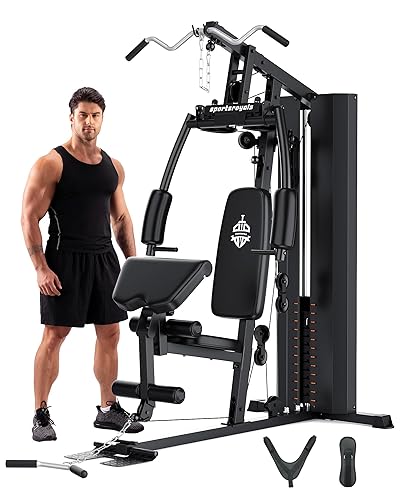 Sportsroyals Home Gym, Workout Equipment, 154LBS Weight Stack