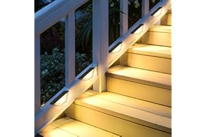 SOLPEX 10 Pack Four-Sided Illumination Solar Step Lights for Outside, Solar Stair Lights Outdoor, Solar Railing Lights Outdoor Waterproof with 33 LEDs for Steps, Stair, Deck, Porch (Warm White)