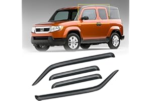CMVT AUTO Window Visor for 2003-2011 Honda Element, Rain Guards Shields Vent Shade Deflector Wind Dark Smoke Ventshade Ventvisor 2004 2005 2006 2007 2008 2009 2010 04 05 06 07 08 09 10, Tape-On, 4PCS