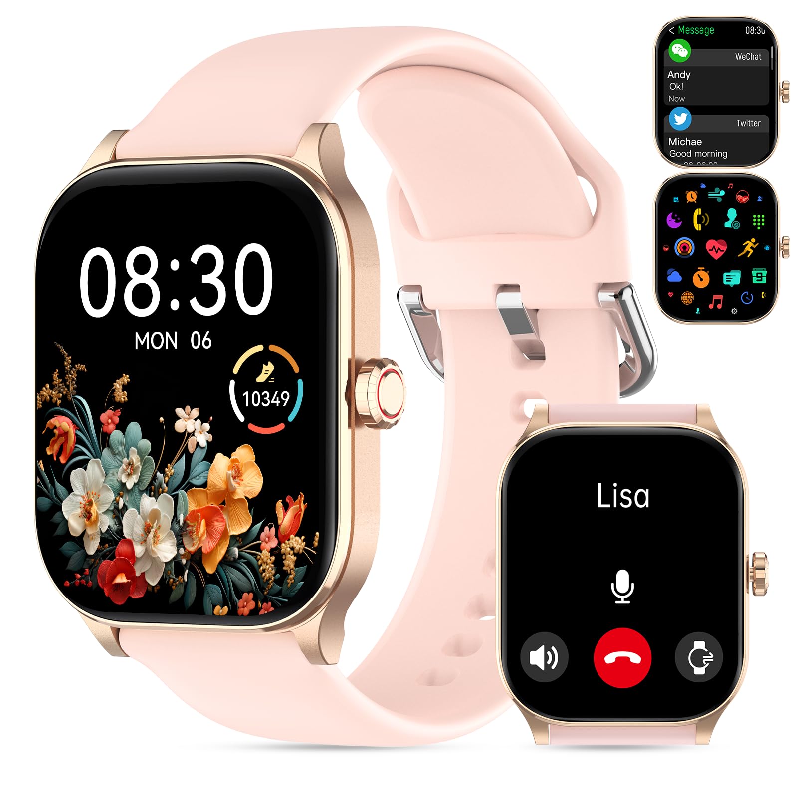 Photo 1 of Smart Watch for Women Men(Answer/Make Call), Smartwatches with Heart Rate/SpO2/Sleep/Stress Monitor, IP68 Waterproof Activity Tracker for Android iPhone, 100+ Sports Fitness Watches (Pink, 2.01“)