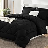 CozyLux California King Comforter Set Black - Cal King Bed in a Bag 7 Pieces, Luxury Soft Bed Set for All Seasons, Bedding Set with Down Alternative Comforter, Sheets, Pillowcases & Shams