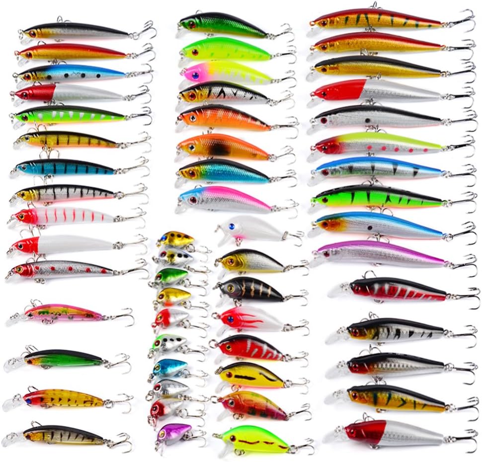 JUEMENZHE Fishing Lures Kit Mixed Including Minnow CrankBait with Hooks for Saltwater Freshwater Trout Bass Salmon Fishing