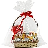 Morepack Easter Extra Large Cellophane Bags,35x47 Inch Big Clear Basket Bags 10 Pieces Jumbo Cellophane/Cello Wrap for Gift B