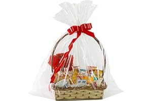 Morepack Extra Large Cellophane Bags for Gift Baskets 35x47 Inches,Jumbo Big Clear Cellophane Bags 5 Pieces