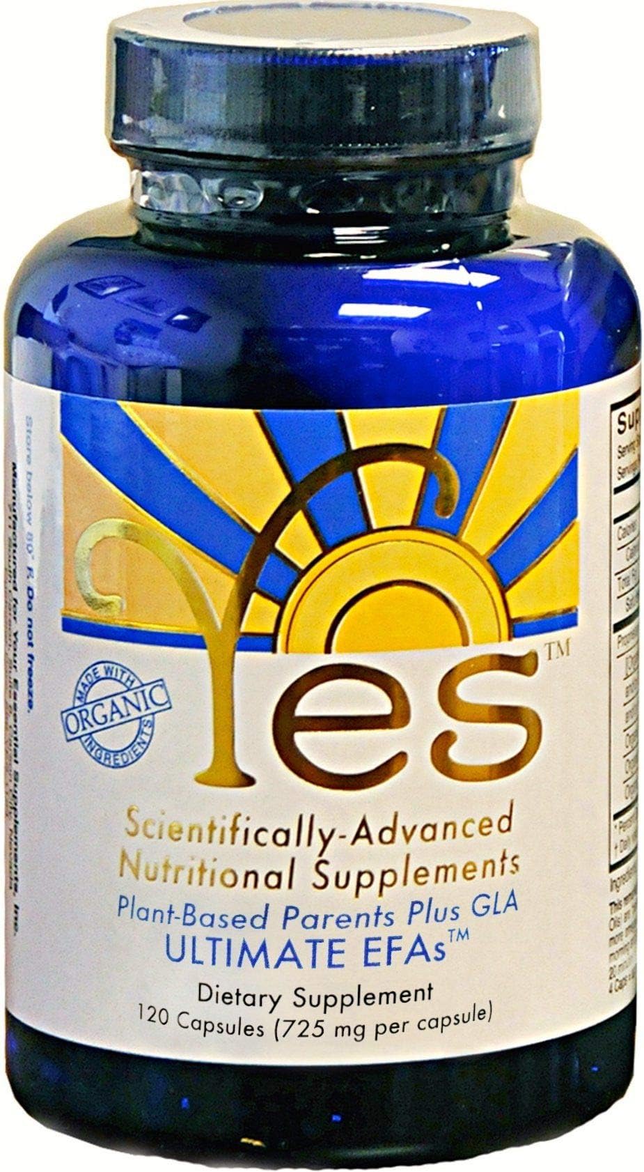 Yes Parent Essential Oils ULTIMATE EFAs 120 Capsules, Based On The Peskin Protocol, Plant Based Organic Ingredients, Omega 3 6, Vegetarian So No Fishy Aftertaste, Keto Friendly (Reduces Carb Cravings)