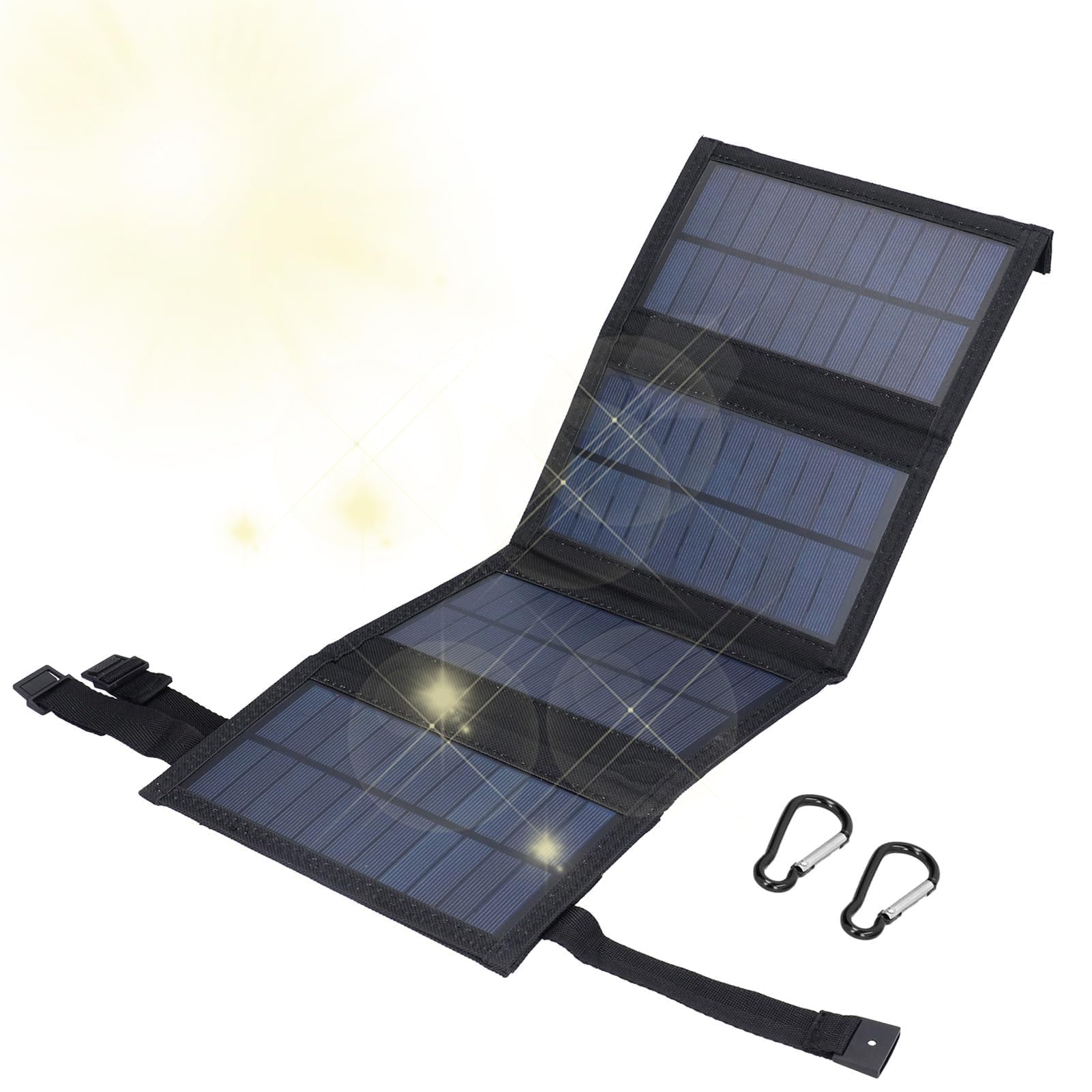 20W USB Foldable Solar Panel with 2 Buckles, USB 5V Portable Small Power Solar Cells Charger Waterproof Camping Travel Fast Charging for Phone Power Bank, Mobile Phones, Digital Cameras